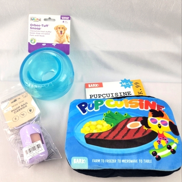 NWT Bark box pupcuisine, Orbee-Tuff Snoop, & poop bag carrier - Picture 1 of 11